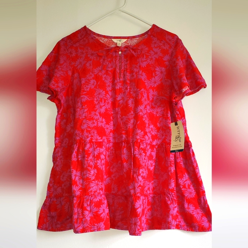 Terra&Sky floral top size 0X